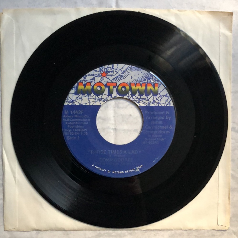 The Commodores Three Times A Lady Vinyl 45 Record '78